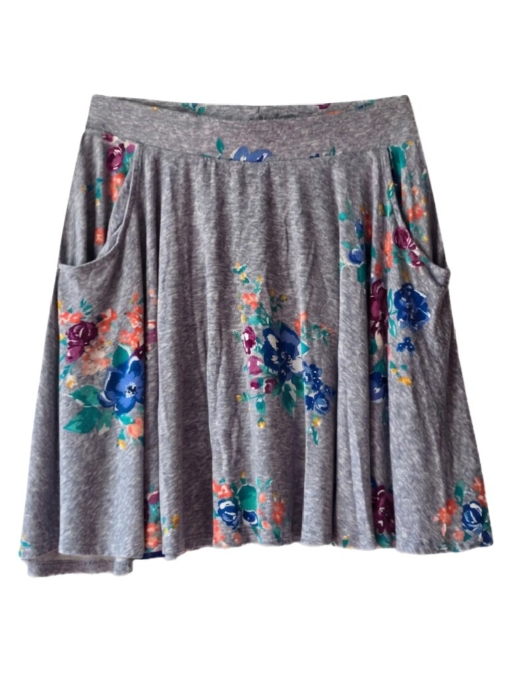 NWOT "SO" Brand Gray Floral Skater Skirt w/ Pockets - Size XL